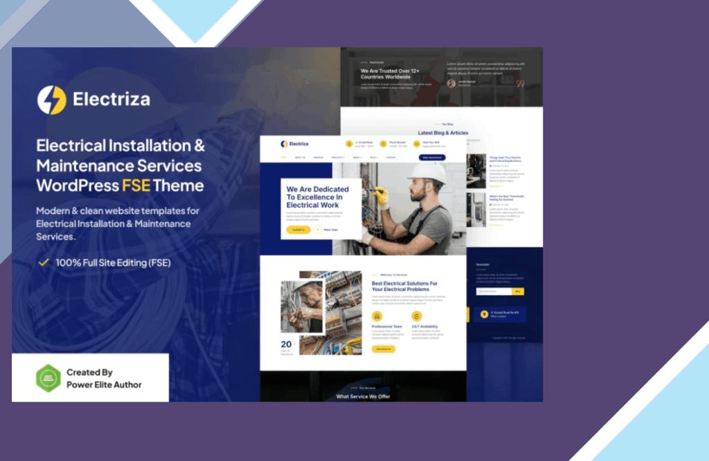 Electriza – Electrical Installation Services Theme